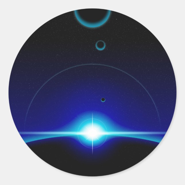 Pegatina Redonda Escena solar (Anverso)