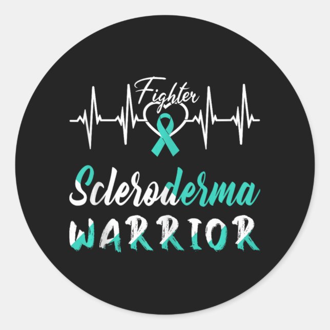 Pegatina Redonda Escleroderma Conciencia Guerrero Lucha contra el l (Anverso)