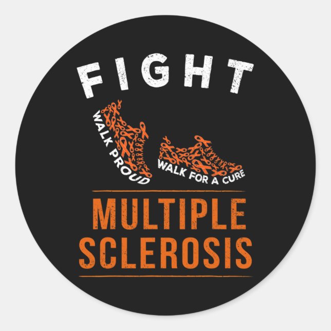 Pegatina Redonda Esclerosis múltiple Ms Awareness Warrior Ribbon 1 (Anverso)