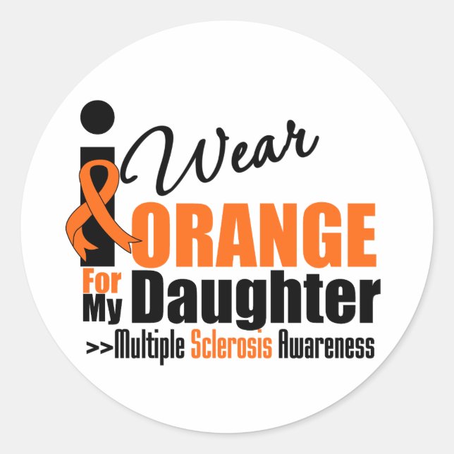 Pegatina Redonda Esclerosis Múltiple Que Uso Naranja Para Mi Hija (Anverso)