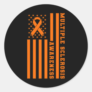 Pegatina Redonda Esclerosis Sra. Awareness Patriotic Bandera Estado