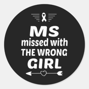 Pegatina Redonda Esclerosis Sra. Olvidada Con Chica errónea Naranja