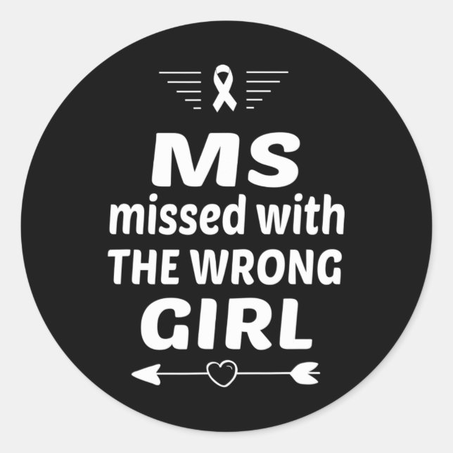 Pegatina Redonda Esclerosis Sra. Olvidada Con Chica errónea Naranja (Anverso)