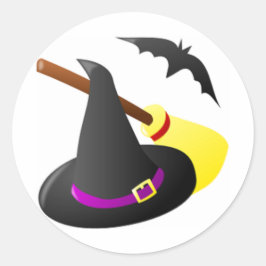 Pegatina Redonda Escoba Y Gorra