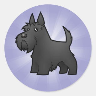 Pegatina Redonda Escocés Terrier del dibujo animado