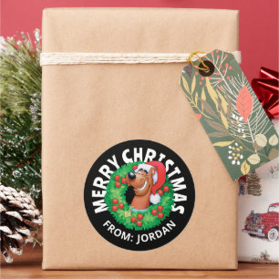 Pegatina Redonda Escocia en guerra de Navidades   Personalizado