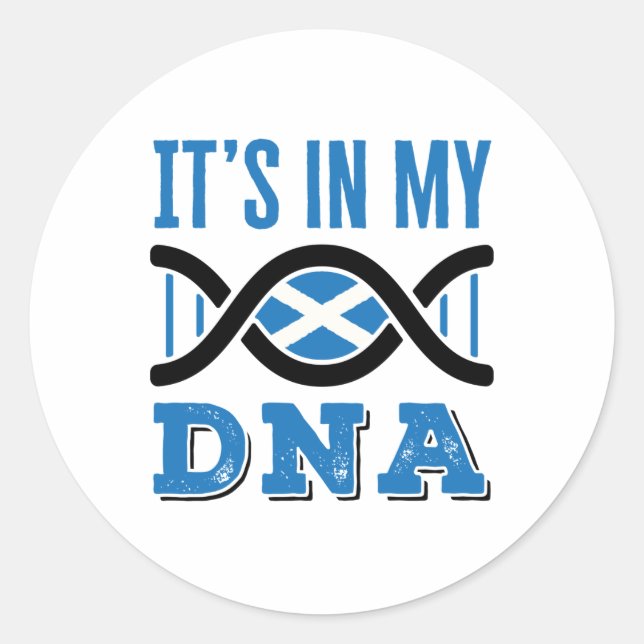 Pegatina Redonda Escocia está en mi ADN Orgullo de la bandera escoc (Anverso)