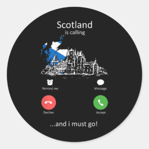 Pegatina Redonda Escocia está llamando divertido amante de vacacion