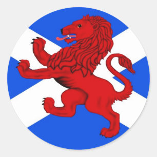 Pegatina Redonda Escocia, león Rampant