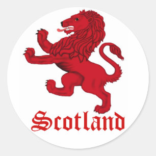Pegatina Redonda Escocia, león Rampant