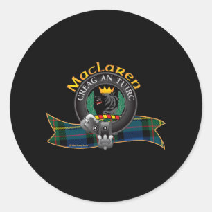 Pegatina Redonda Escocia Maclaren Clan Tartan Escudo Motto Creag An