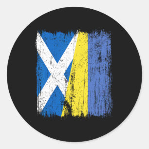 Pegatina Redonda Escocia Ucrania Media Bandera Escocesa Ucraniana H