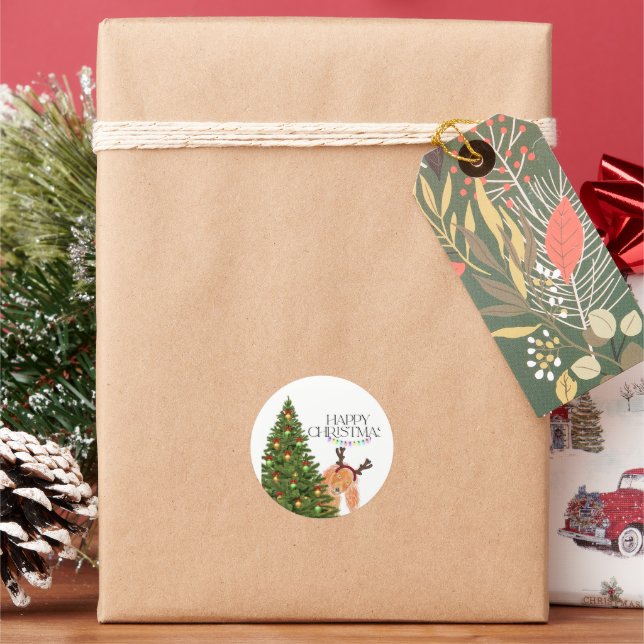 Pegatina Redonda Esconder Navidades de perros (Vacaciones)