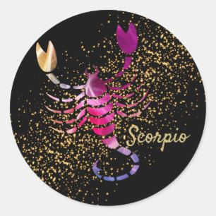 Pegatina Redonda Escorpio - Rótulo zodiaco