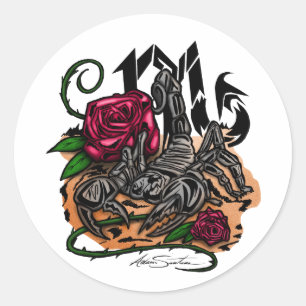 Pegatina Redonda Escorpio - Zodiaco