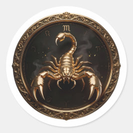 Pegatina Redonda Escorpio Zodiaco Escorpión