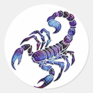 Pegatina Redonda Escorpión celeste