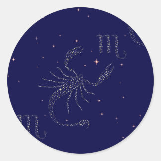 Pegatina Redonda escorpión de estrellas