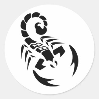 Pegatina Redonda escorpión negro