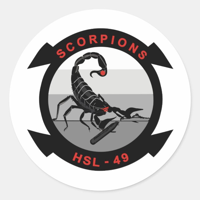 Pegatina Redonda Escorpiones HSL-49 (Anverso)