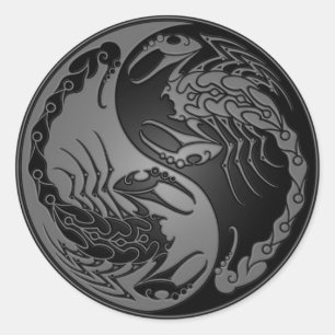Pegatina Redonda Escorpiones oscuros de Yin Yang