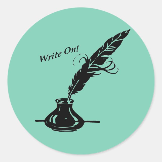 Pegatina Redonda ¡Escriban! Quill Ink para escritores (Anverso)