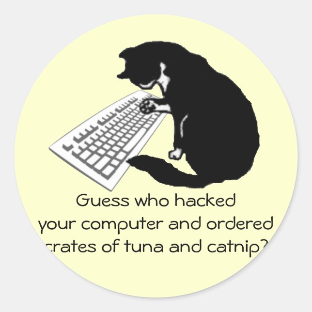 Pegatina Redonda Escribir gato (Anverso)