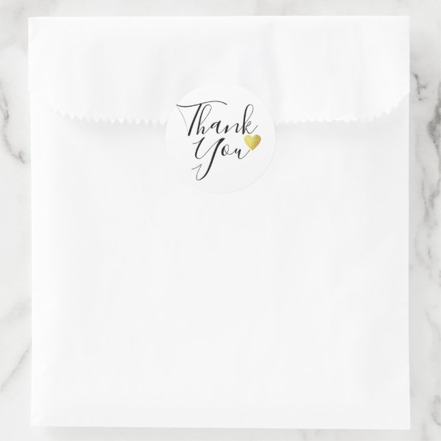 Pegatina Redonda escrito a mano Gracias boda de amor elegante (Bolso)