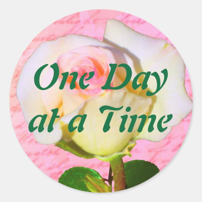 Pegatina Redonda Escrito con el Rosa ODAT (Anverso)