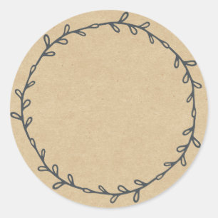 Pegatina Redonda Escrito en papel casero de Kraft sobre mermeladas 