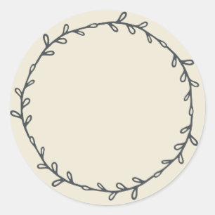 Pegatina Redonda Escrito Rústico Casero Antiguo En Blanco