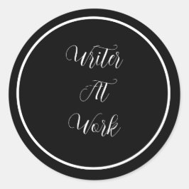 Pegatina Redonda Escritor En El Trabajo