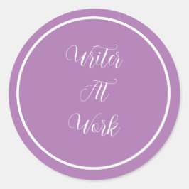 Pegatina Redonda Escritor En Work Purple