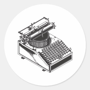 Pegatina Redonda Escritor - Escritura de tipo - Escritura de máquin