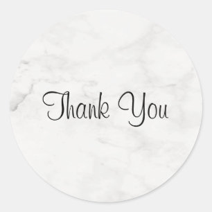 Pegatina Redonda Escritura a mano Gracias Script Template Marble Mo