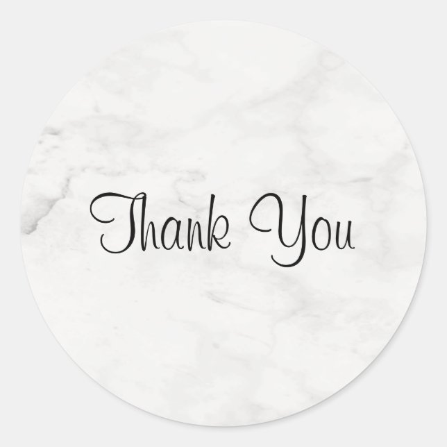 Pegatina Redonda Escritura a mano Gracias Script Template Marble Mo (Anverso)