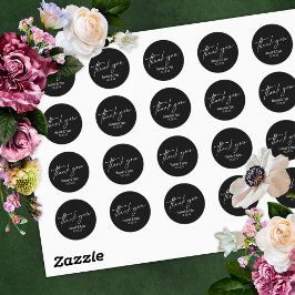 Pegatina Redonda Escritura a mano simple y contemporánea en negro G