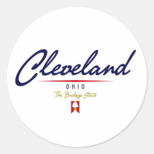 Pegatina Redonda Escritura de Cleveland
