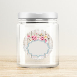Pegatina Redonda Escritura De Madera Y Encaje De Shabby Chic Floral