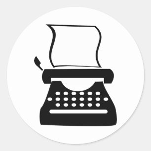 Pegatina Redonda Escritura de máquina - Escritura manual de escuel