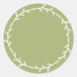 Pegatina Redonda Escritura Rusa De Hojas Verdes En Casa