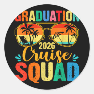 Pegatina Redonda escuadra de crucero de graduación 2026 familia coi