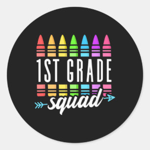 Pegatina Redonda Escuadrón de 1er Grado De Vuelta a la Escuela Maes