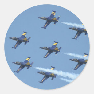 Pegatina Redonda Escuadrón de aire Breitling en un programa aéreo