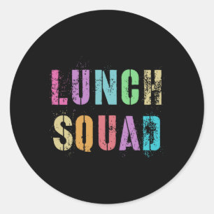 Pegatina Redonda Escuadrón De Almuerzo De Vuelta A La Oficina Escol