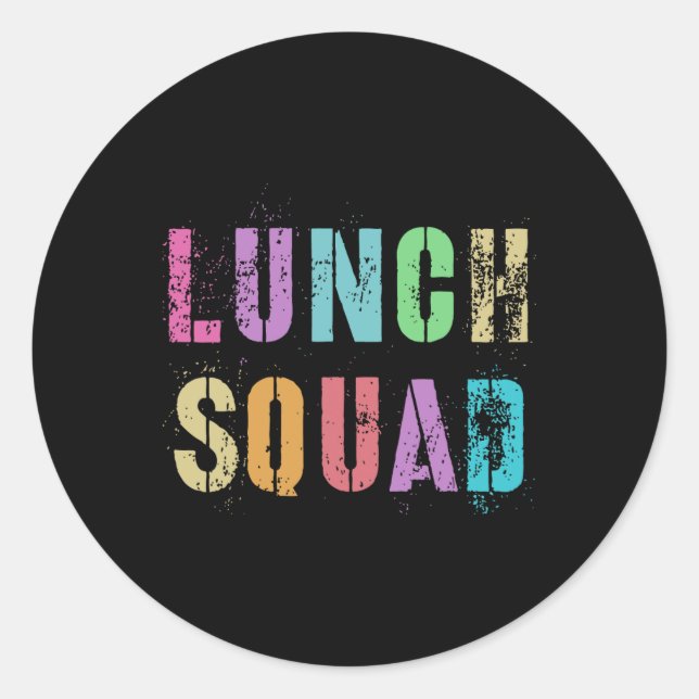 Pegatina Redonda Escuadrón De Almuerzo De Vuelta A La Oficina Escol (Anverso)