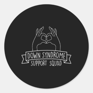 Pegatina Redonda Escuadrón de apoyo al síndrome de Trisomy 21 Hand 