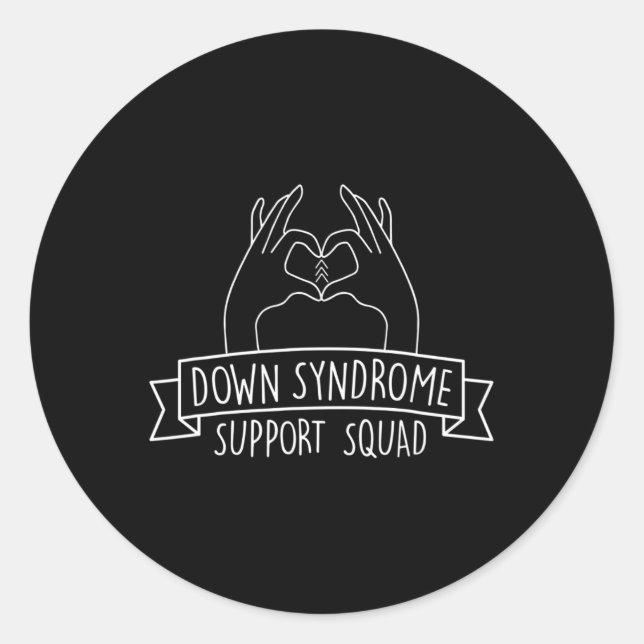 Pegatina Redonda Escuadrón de apoyo al síndrome de Trisomy 21 Hand  (Anverso)