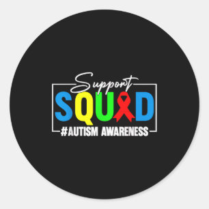 Pegatina Redonda escuadrón de apoyo para la conciencia del autismo