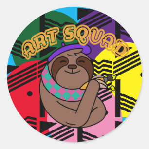 Pegatina Redonda Escuadrón de arte de artistas eslovacos